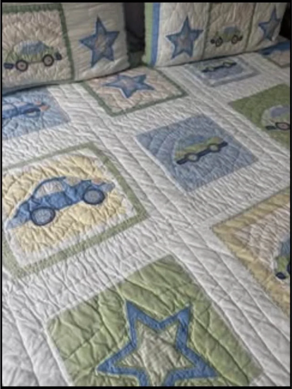 Pottery Barn Kids Car & Star Patchwork Quilt/shams/throw bedding set Full/Queen
